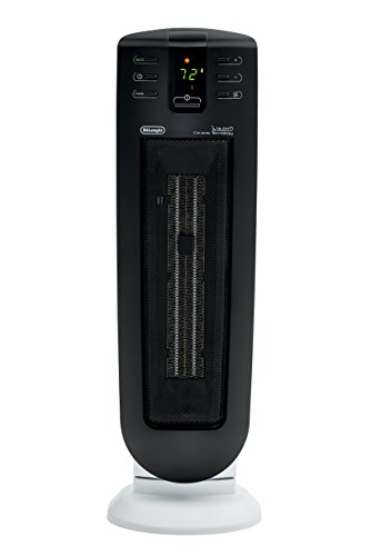 De’Longhi Ceramic Tower Heater, Quiet 1500W, Digital Adjustable Thermostat, 3 Heat Settings, Timer, Remote Control, ECO Energy Saving Mode, Safety Features, 24″, Dark Gray, TCH7915ER