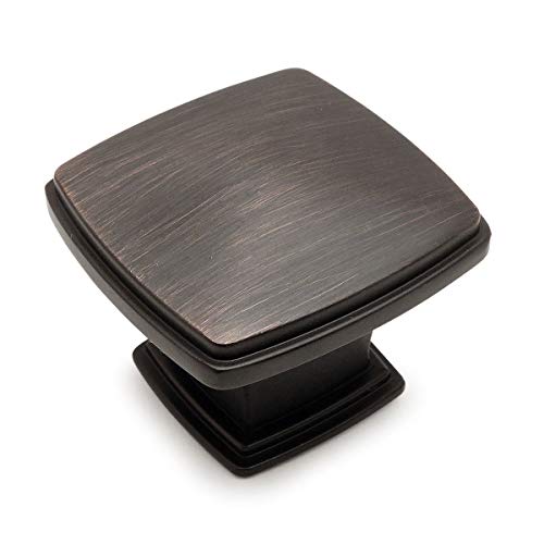 Cosmas 10 Pack 4304ORB Oil Rubbed Bronze Cabinet Hardware/Bifold Bi-fold Door Oversized Square Knob – 1-11/16″ Square