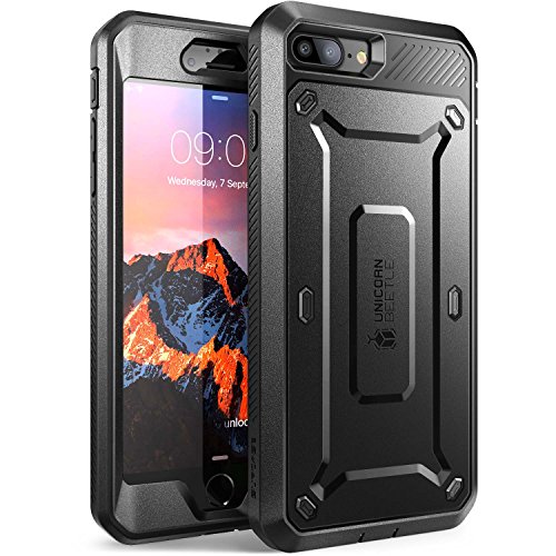 SupCase Unicorn Beetle Pro Series Case Designed for iPhone 7 Plus, iPhone 8 Plus Case, with Built-in Screen Protector Full-Body Rugged Holster Case for iPhone 7 Plus/iPhone 8 Plus (Black)