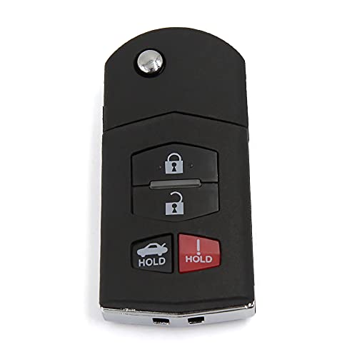 uxcell New Smart Remote Flip Key Fob Shell Case 4 Button for Mazda 3 5 RX-8 CX-7 CX-9 2003-2013