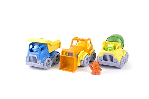 Green Toys Construction Vehicle Set, 3-Pack – Pretend Play, Motor Skills, Kids Toy Vehicles. No BPA, phthalates, PVC. Dishwasher Safe, Recycled Plastic, Made in USA.