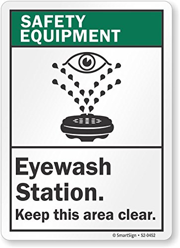 SmartSign “Safety Equipment – Eyewash Station, Keep This Area Clear” Sign | 7″ x 10″ Aluminum