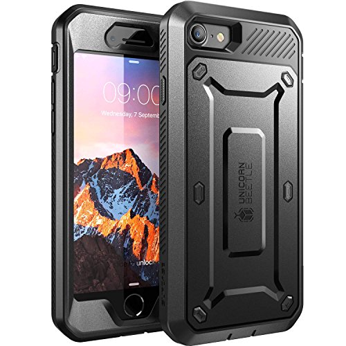 SUPCASE Unicorn Beetle Pro Series Case Designed for iPhone 7 / 8 / iPhone SE 2 (2020) / iPhone SE 3 (2022), Full-body Rugged Holster Case with Built-in Screen Protector (Black)