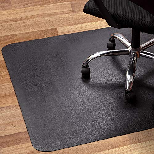Office Chair Mat for Hardwood and Tile Floor, Black, Anti-Slip, Non-Curve, Under the Desk Mat Best for Rolling Chair and Computer Desk, 47 x 35 Rectangular Non-Toxic Plastic Protector, Not for Carpet