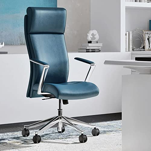 Zuri Furniture Draper Leather Executive Chair with Aluminum Frame Dark Teal