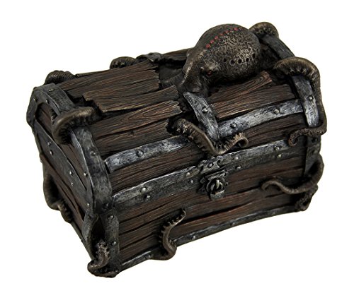 Veronese Resin Decorative Boxes Octopus Escape Decorative Deep Sea Treasure Chest Trinket Box 5 X 4 X 3 Inches Brown