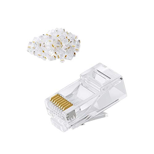 CableCreation Cat6 RJ45 Ends, 100-PACK Cat6 Connector, Cat6 / Cat5e RJ45 Connector, Ethernet Cable Crimp Connectors UTP Network Plug for Solid Wire and Standard Cable, Transparent