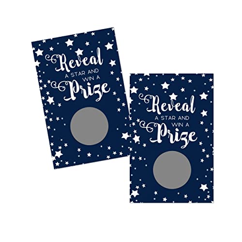 Navy Star Scratch Off Game Cards (28 Pack) Reveal to Win for Boys Baby Shower, Graduation, Wedding, Retirement – Raffle Tickets for Drawing Prizes – Blue Party Favors