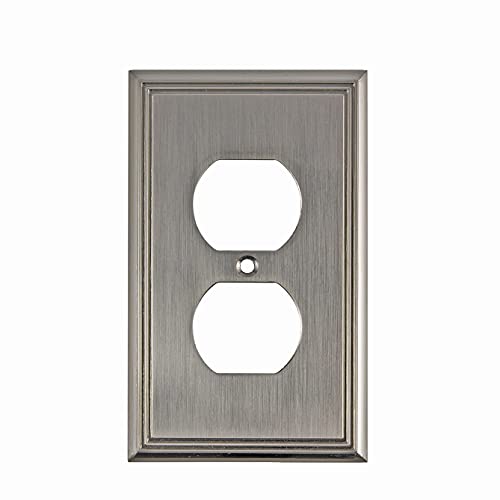 Richelieu Hardware BP852195 Contemporary 1-Gang Duplex Outlet Wall Plate, Brushed Nickel