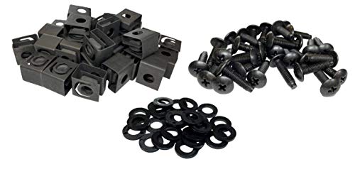 RackGold® Black 10-32 Slide-on Cage Nut & Screws w/Washers 25-Pack – USA Made