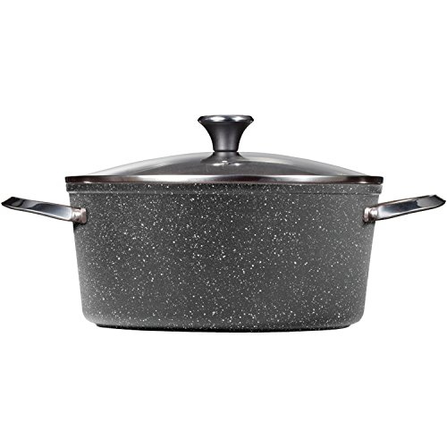 THE ROCK by Starfrit One-Pot 7.2-Quart Stock Pot with Lid and Stainless Steel Riveted Handles, Black