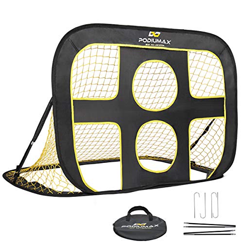 PodiuMax 2 in 1 Pop Up Kids Soccer Goal – Indoor/Outdoor Soccer Target Net for Improving Passing and Shooting Accuracy | Portable with Carrying Bag