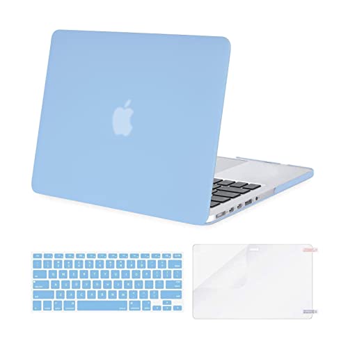 MOSISO Case Only Compatible with MacBook Pro Retina 13 inch (Models: A1502 & A1425) (Older Version Release 2015 – end 2012), Plastic Hard Shell Case & Keyboard Cover & Screen Protector, Airy Blue