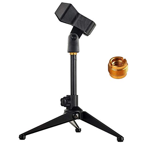 Universal Desktop Microphone Stand Adjustable MIC Tabletop Stand with Spring-Loaded Microphone Clip Such as Sm57 Sm58 Sm86 Sm87