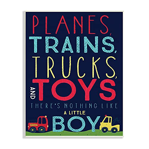 Stupell Industries Planes, Trains, Trucks and Toys Wall Plaque, 10×15, Design by Artist Heather Rosas