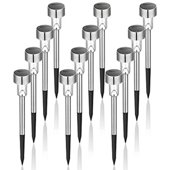 GIGALUMI Solar Outdoor Lights, Solar Lights Outdoor Waterproof, 12Pack Stainless Steel LED Pathway Lights Outdoor Solar Lights Solar Garden Lights for Patio, Lawn, Yard and Landscape-(Cold White) | The Storepaperoomates Retail Market - Fast Affordable Shopping
