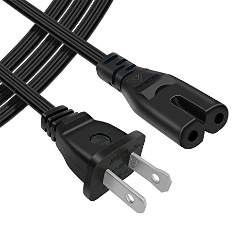 POWSEED [UL Listed] 6Ft 2-Prong AC Power Cable 2 Slot Power Cord for HP Dell Samsung Sony Asus Acer Toshiba Laptop Charger LED LCD Monitor TV Epson Lexmark Printer Ps2 Ps3 Slim Ps4 DVD Players