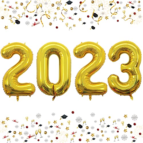 GOER 42 Inch 2023 Gold Foil Number Balloons for 2023 New Year Eve Festival Party Supplies Graduation Decorations