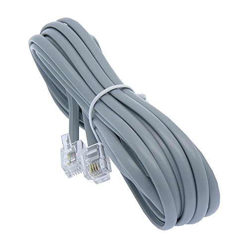 25ft Heavy Duty RJ11 / RJ14 Silver Satin 4 Conductor Reverse Wired Telephone Line Cord by Corpco