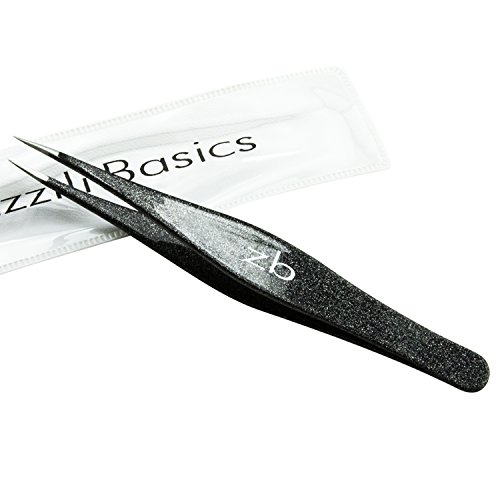 Ingrown Hair Tweezers by Zizzili Basics – Surgical Grade Stainless Steel Fine Pointed Tweezers – Precision Aligned Tips for Splinter, Eyebrow & Facial Hair Removal – with Bonus Tip Guard & Carry Pouch