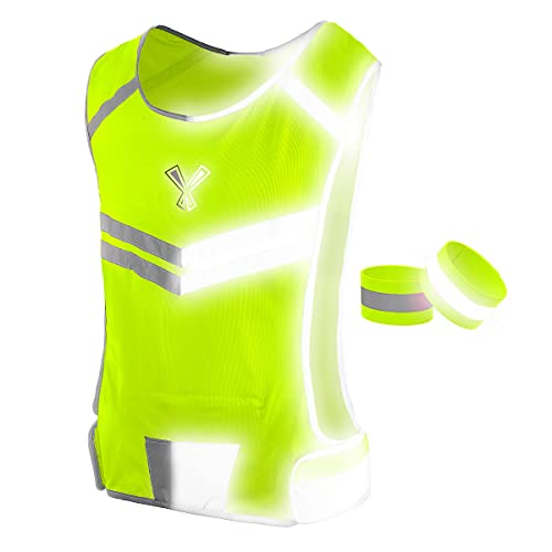 247 Viz Reflective Running Vest – Yellow/Green Night Reflective Vest Running for Walkers, Women & Men. High Visibility Reflective Gear, Cycling & Running Vest, High Vis Neon Safety – Small & Petite