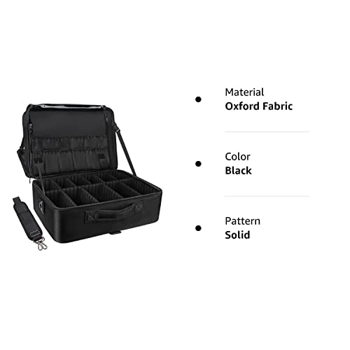 Relavel Extra Large Makeup Case Travel Makeup Train Case Professional Makeup Artist Bag Portable Nail Organizer Box Art Supply Case with Adjustable Dividers/Attach to Trolley/Shoulder Strap (Black) | The Storepaperoomates Retail Market - Fast Affordable Shopping
