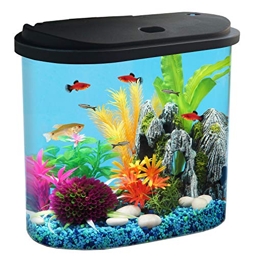 Koller Products AquaView 4.5-Gallon Aquarium Starter Kit with Full Filtration and LED Lighting – 7 Dazzling Colors to Select