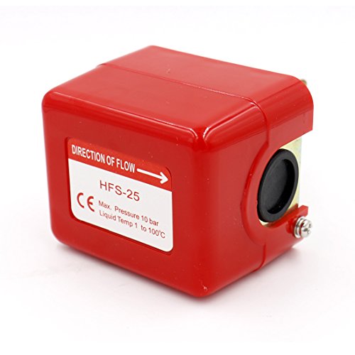 Baomain Paddle Flow Control Switch HFS-25 Red AC 250V 15A SPDT G1″ Cooling System Water
