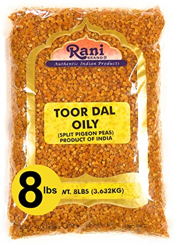Rani Toor Dal (Split Pigeon Peas) Oily, 128oz (8lbs) 3.63kg Bulk ~ All Natural | Gluten Friendly | NON-GMO | Vegan | Indian Origin