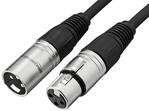 Amazon Basics Standard XLR Male to Female Balanced Microphone Cable, Durable & Flexible, Noise-Cancelling – 6 Feet, Black