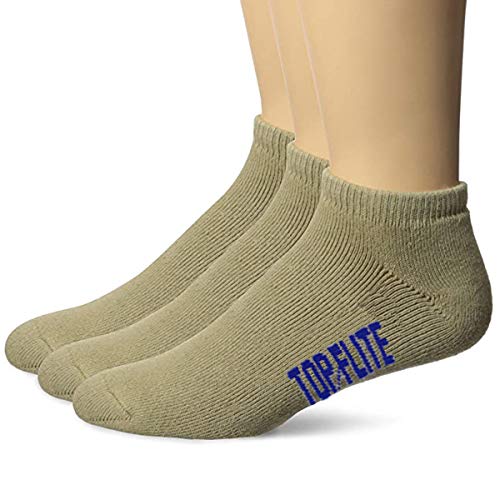 Top Flite Men’s Sport Full Cushion Low Cut Socks 3 Pair Pack, Khaki, Large (10-13) -Shoe Size 9-13