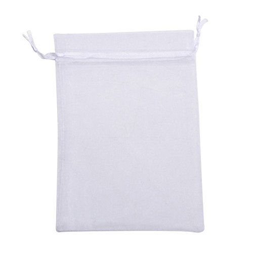 KUPOO Pack of 50PCS 8×12 Inch Organza Drawstring Gift Bag Pouch Wrap for Party/Game/Wedding (White)