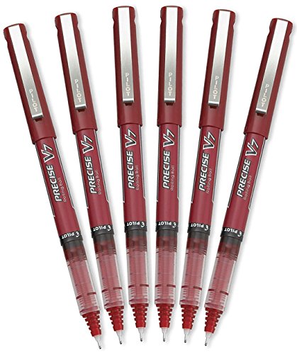 Pilot Precise V7 Stick Rolling Ball Pens, Fine Point, Red Ink, 6 Pens.