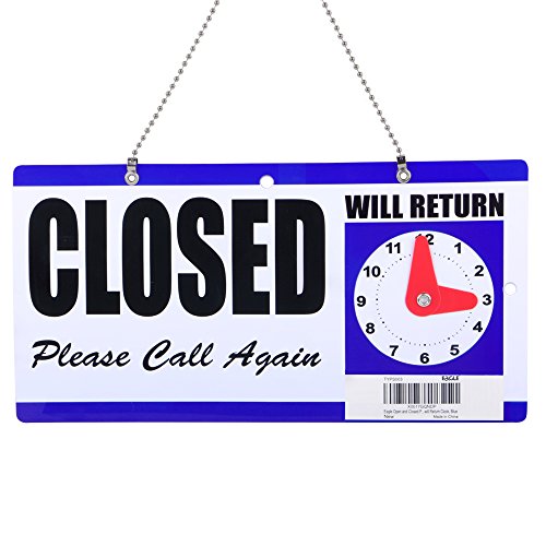 Eagle Open and Closed Sign, Plastic, with Hanging Chain, Double Sides with “Will Return” Clock, 6X11.5-Inches | The Storepaperoomates Retail Market - Fast Affordable Shopping