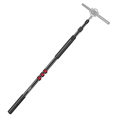 NEEWER NW-7000 Microphone Boom Arm, 3 Section Extendable Handheld Mic Arm with 3/8″ & 3/8″ to 5/8″ Screw Adapter, 3ft to 8ft Adjustable Length,Auxiliary