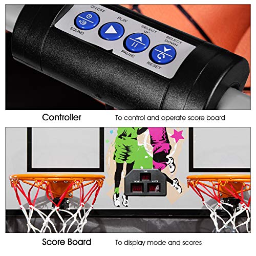 Giantex Foldable Basketball Arcade Game, 8 Game Options, Electronic Double Shot 2 Player w/ 4 Balls and LED Scoring System, Indoor Basketball Game for Kids, Adults | The Storepaperoomates Retail Market - Fast Affordable Shopping