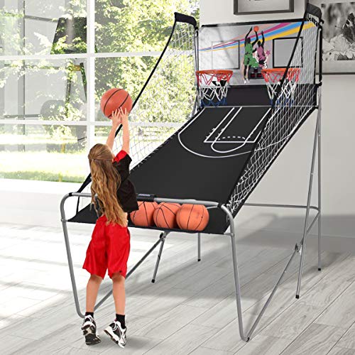 Giantex Foldable Basketball Arcade Game, 8 Game Options, Electronic Double Shot 2 Player w/ 4 Balls and LED Scoring System, Indoor Basketball Game for Kids, Adults | The Storepaperoomates Retail Market - Fast Affordable Shopping