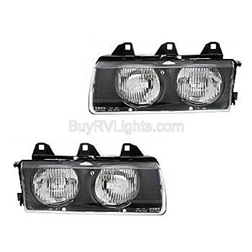 BuyRVlights Fleetwood American Tradition 2004-2007 RV Motorhome Pair (Left & Right) Replacement Headlights Head Lights Front Lamps with Bulb