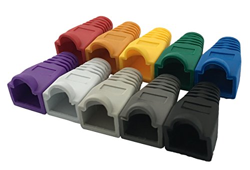Accessbuy 100 Pack RJ45 CAT6 CAT6E CAT5 CAT5E Ethernet Network Cable Strain Relief Boots Cable Connector Plug Cover Mixed Color