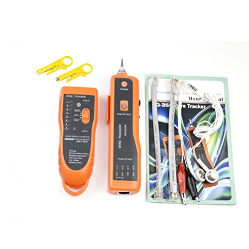 Ethernet Network Toner RJ11 RJ45 Network Cable Tester LAN Tracker Wire Finder Cat5 Cat6 with 2 Network Wire Stripper Toolkit Orange