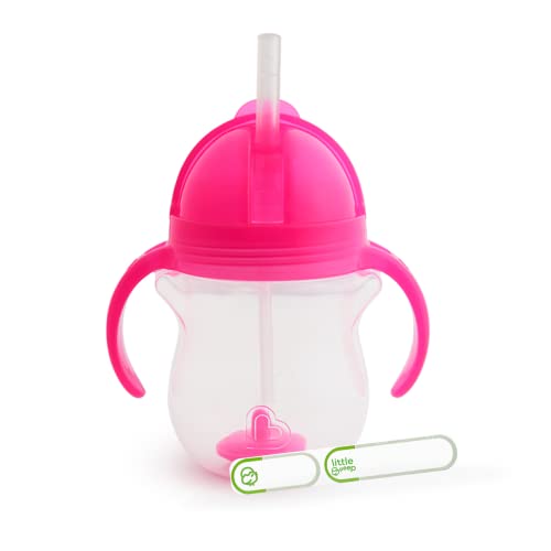 Munchkin® Any Angle™ Weighted Straw Trainer Cup with Click Lock™ Lid, 7 Ounce, Pink