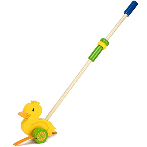 Wooden Wonders Push-n-Pull Waddling Duckling with Rubber Feet by Imagination Generation