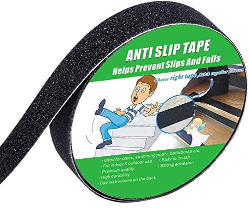 Yorwe Anti Slip Tape, High Traction,Strong Grip Abrasive, Not Easy Leaving Adhesive Residue, Indoor & Outdoor (1″ Width x 190″ Long, Black)