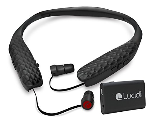 Lucid Audio HLT-Earbud-HS-TV Amped HearBand and Wireless TV Streamer – Bluetooth Neckband Earbuds – Black