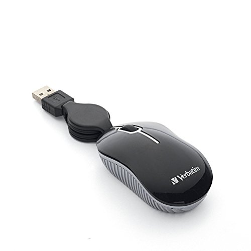 Verbatim Wired Optical Computer Mini USB-A Mouse – Plug & Play Corded Travel Mouse – Black 98113