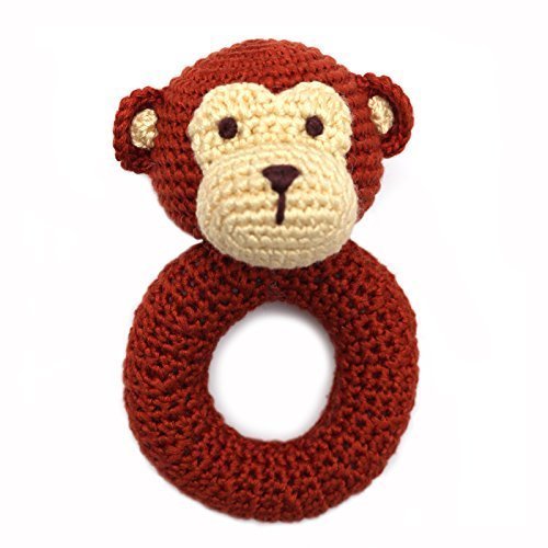 Cheengoo Organic Bamboo Crocheted Monkey Ring Rattle