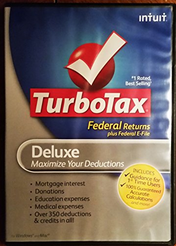 Turbo Tax Deluxe 2010 Federal Returns plus Federal E-File – PC/Mac