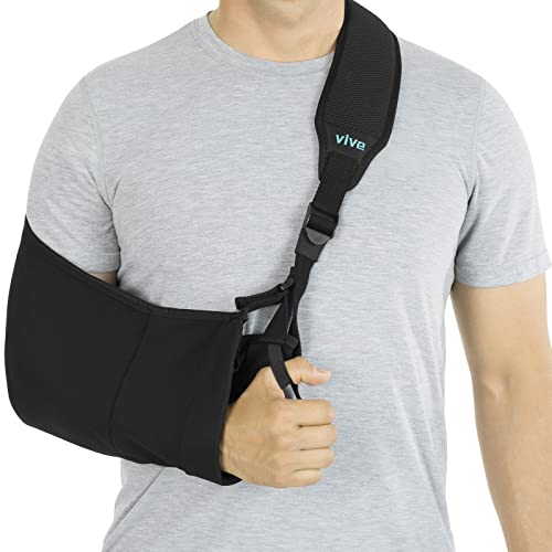 Vive Arm Sling – Medical Support Strap for Collar Bone, Rotator Cuff & Shoulder Injury – Adjustable, Breathable and Lightweight Immobilizer – Padded for Left, Right – For Elbow Dislocation and Sprain
