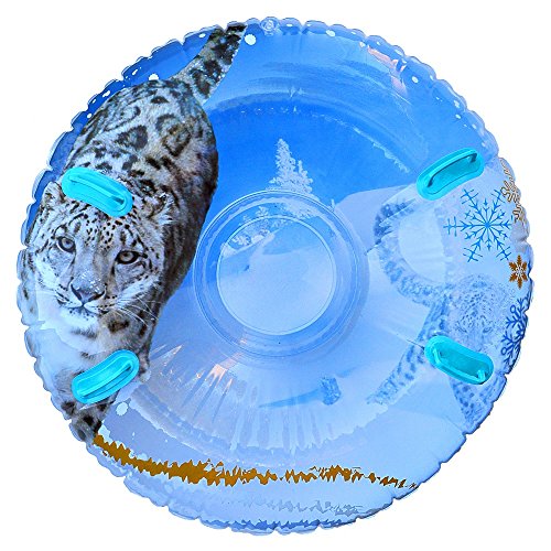 Pipeline SNO Snow Leopard 3D MEGA Inflatable 2 Person Snow Tube with 4 Grip Handles, 48” Inch Diameter