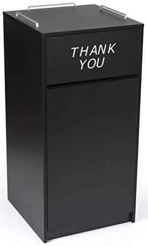 Displays2go 36 Gallon Commercial Waste Bin, Restaurant & Food Court Common Areas, Recycling & Tray Storage, Black (LCKDCHTTBK)